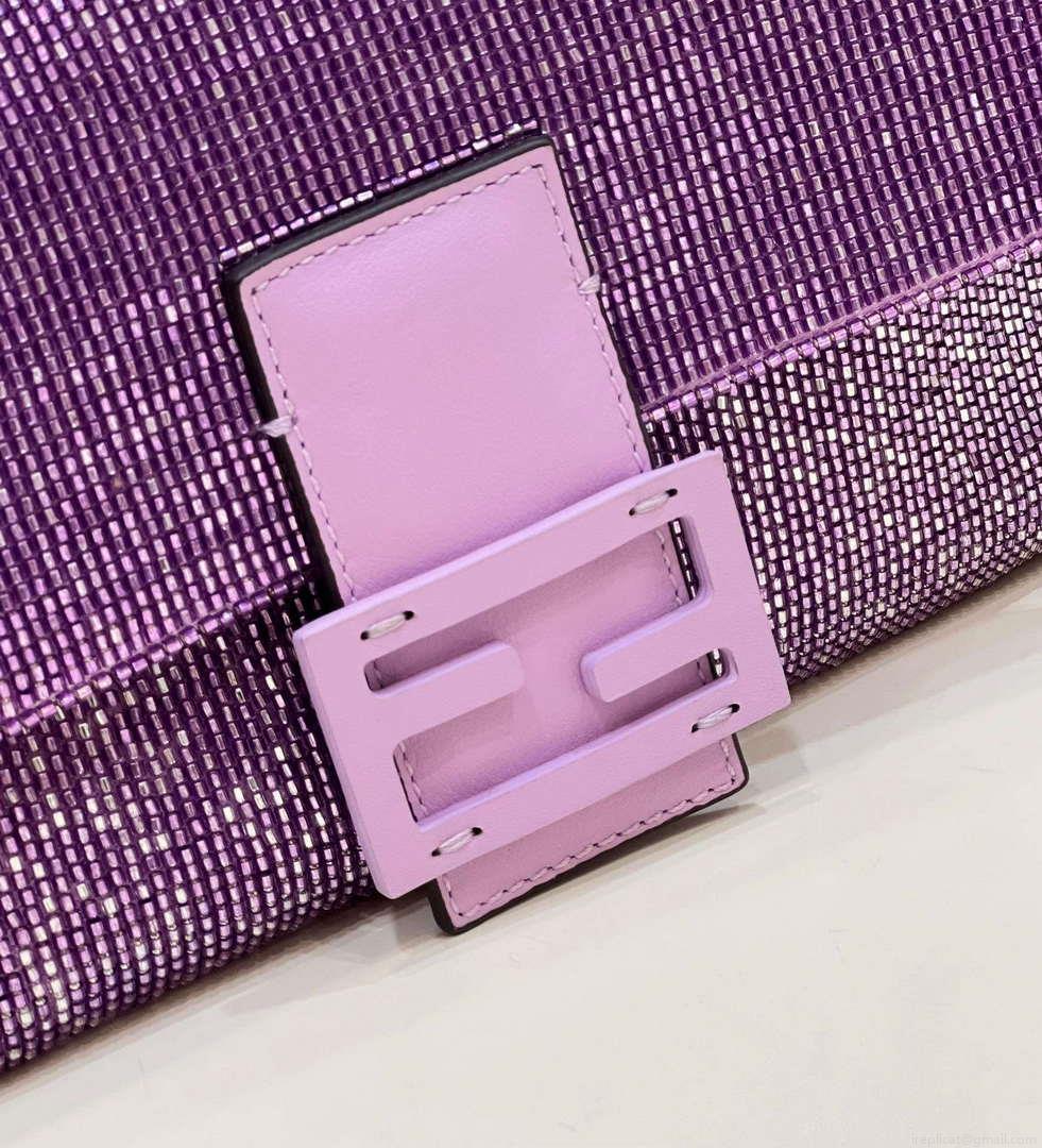 Fendi 8BR600 Medium Baguette Beads Purple leather Bag 8599