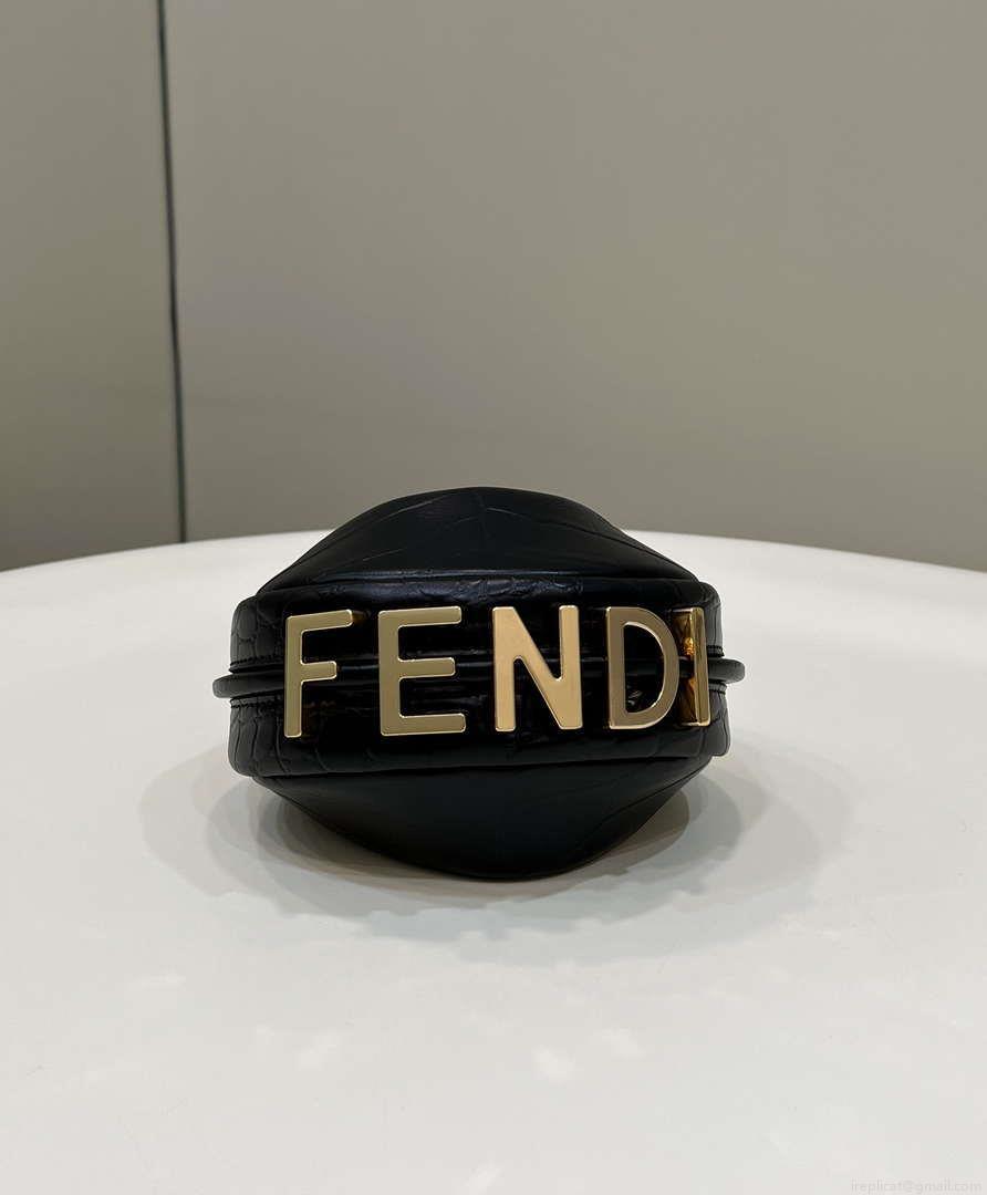 Fendi 7AS089 Nano Fendigraphy Black Crocodile leather Charm 80083S
