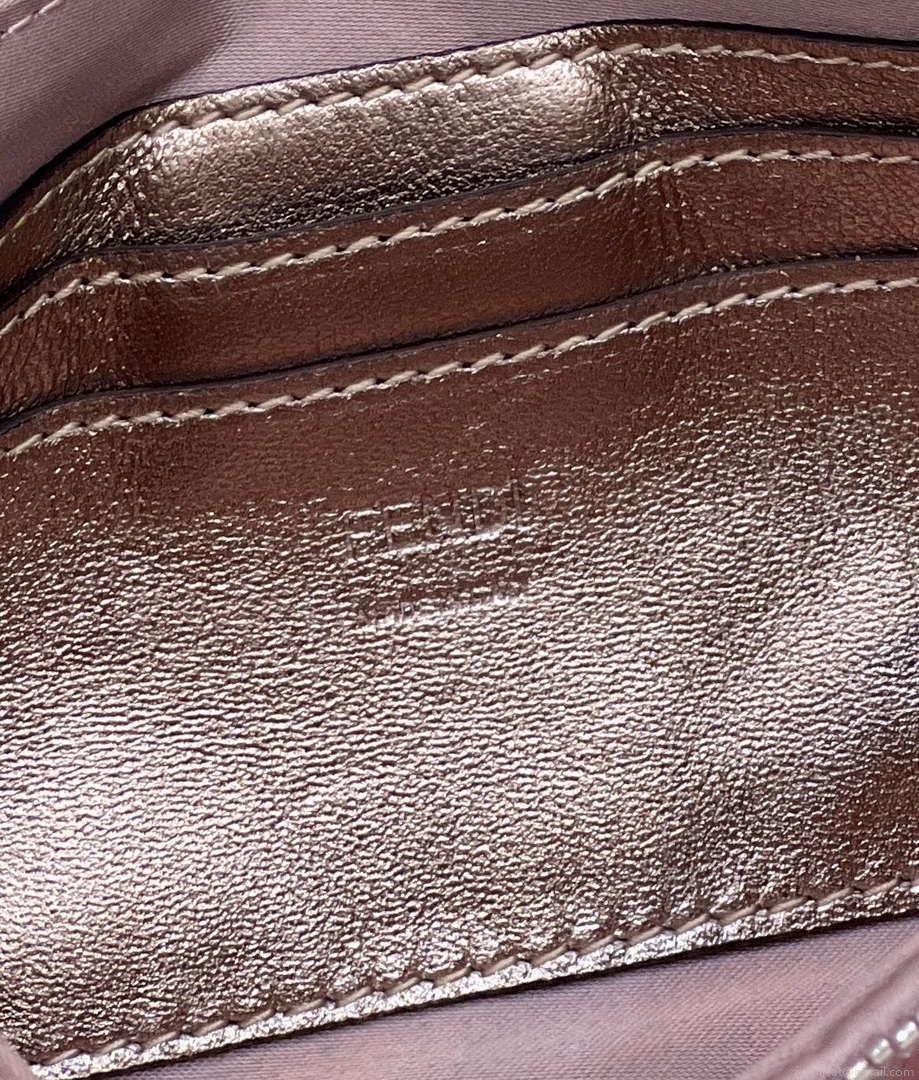 Fendi 8BS017 Mini Baguette Rose red sequin and leather bag 8601s