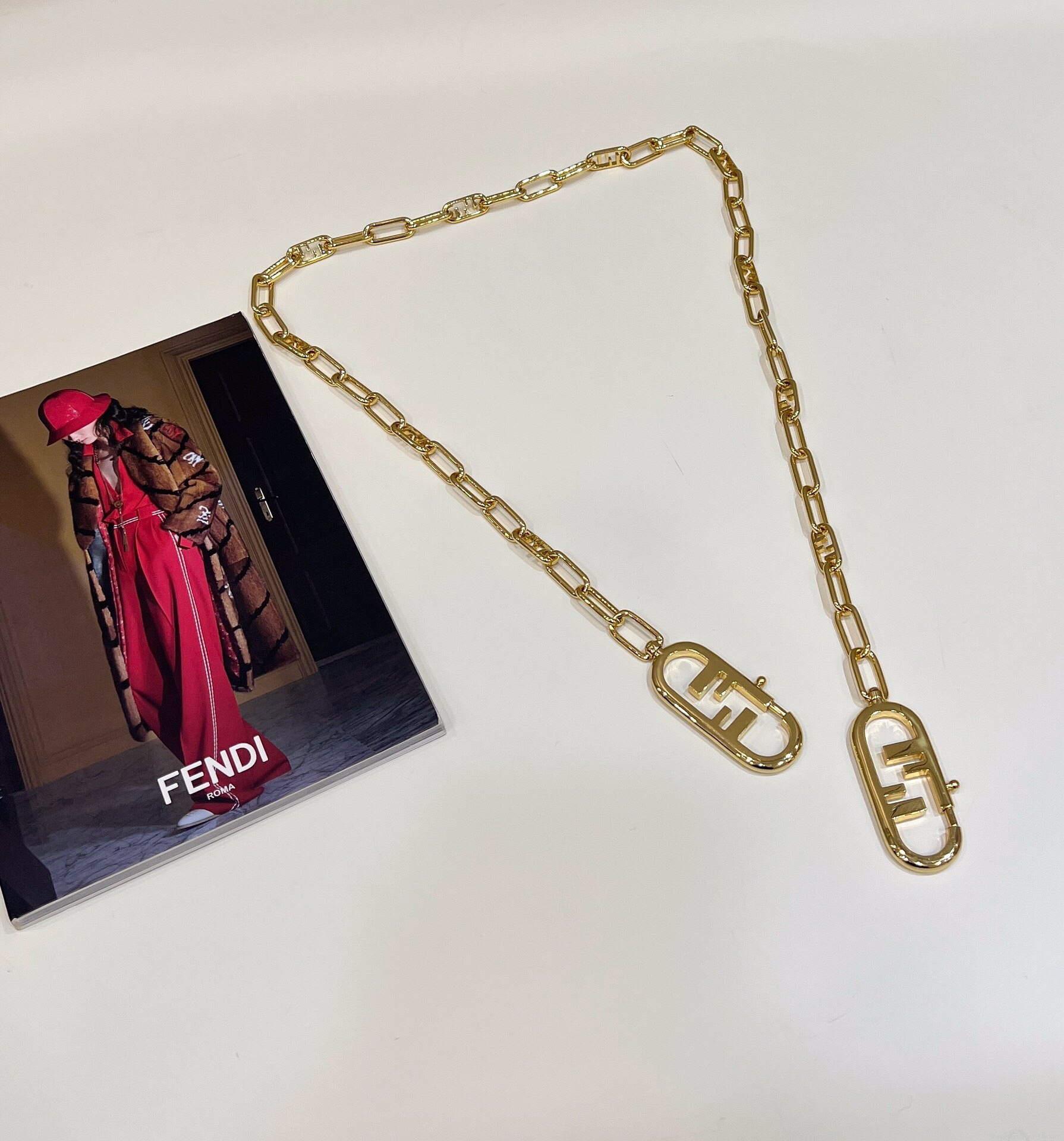 Fendi Handbag Custom metal chain Shoulder Strap F10052 Gold