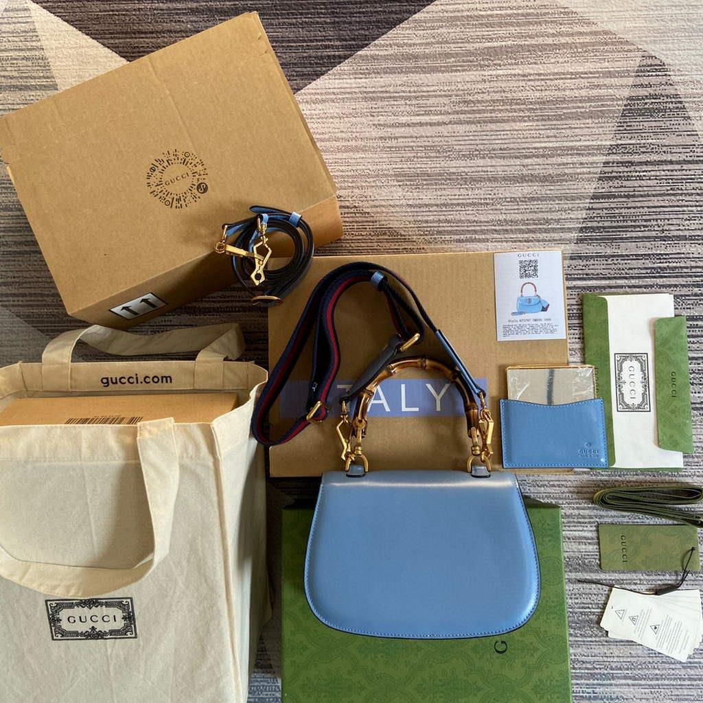 Gucci Bamboo1947 small top handle bag 675797 Blue