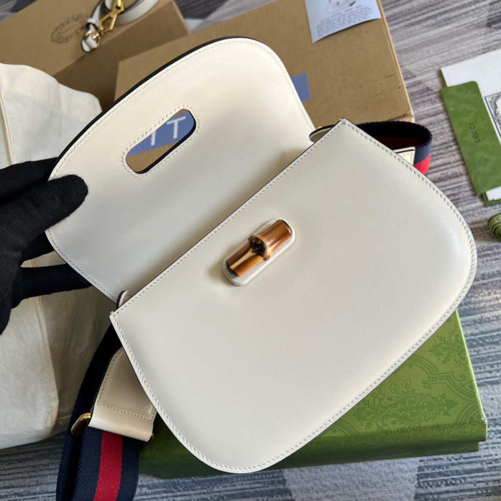 Gucci 675797 Bamboo1947 small top handle bag White