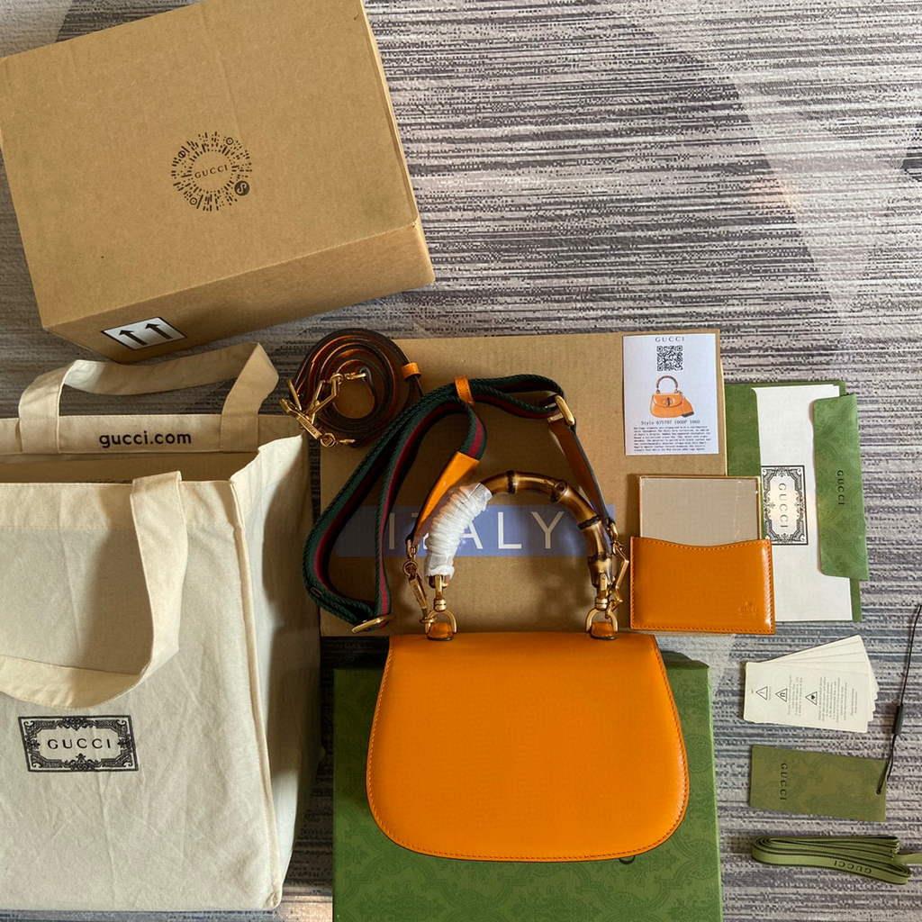 Gucci 675797 Bamboo1947 small top handle bag Orange