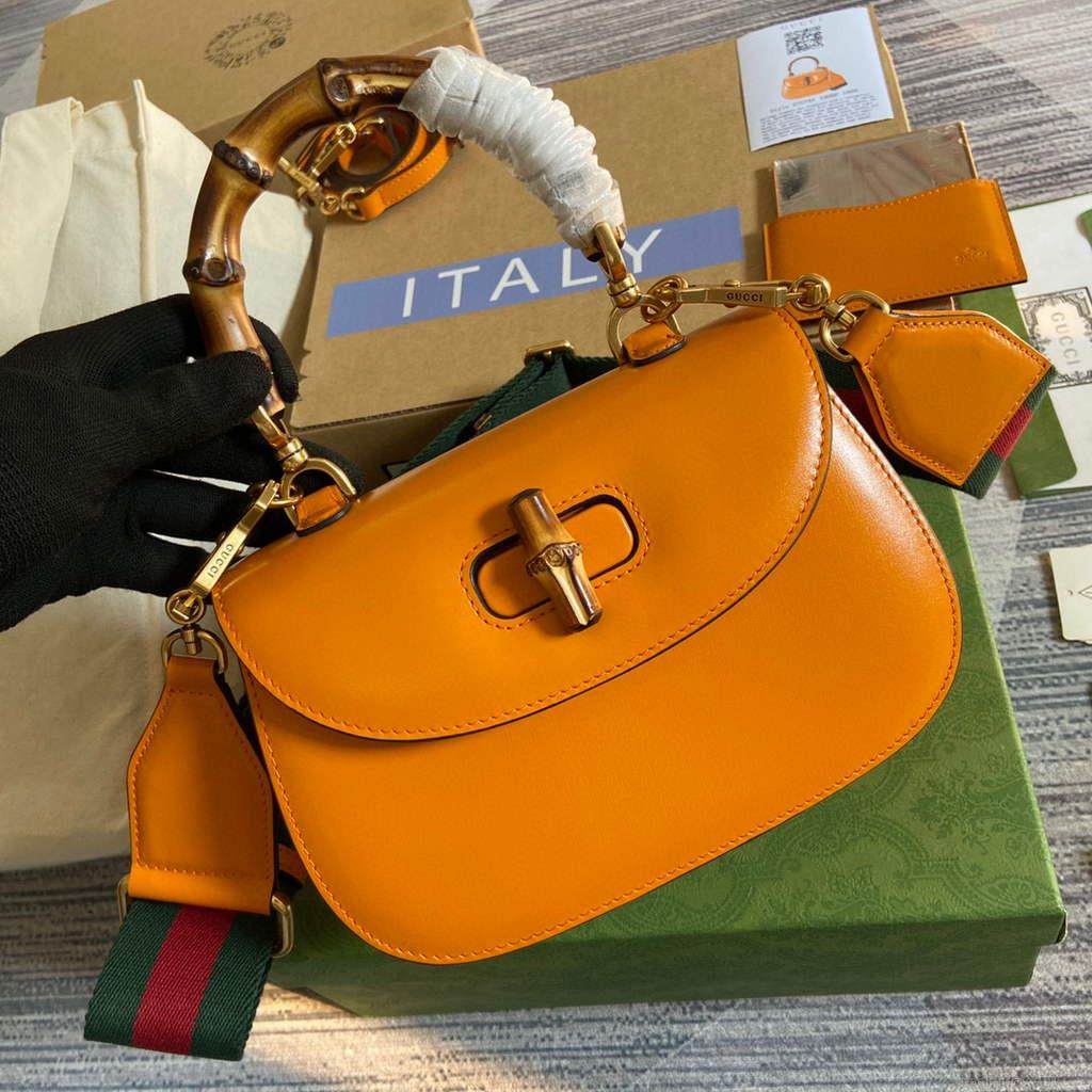 Gucci 675797 Bamboo1947 small top handle bag Orange