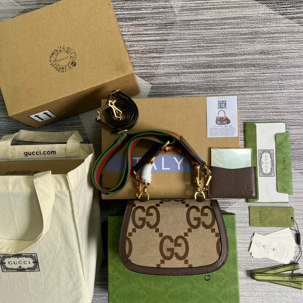 Gucci 675797 Bamboo1947 small top handle bag Brown