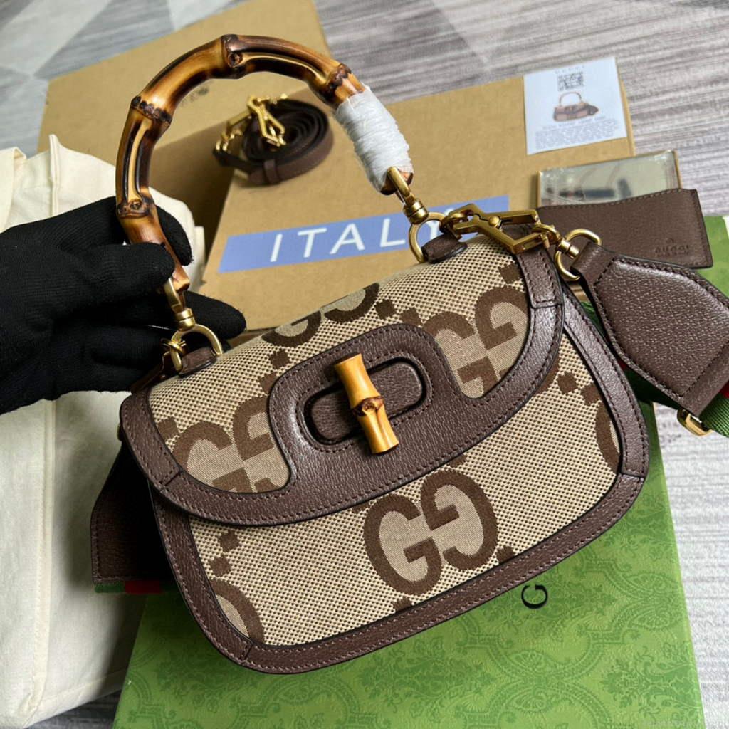 Gucci 675797 Bamboo1947 small top handle bag Brown