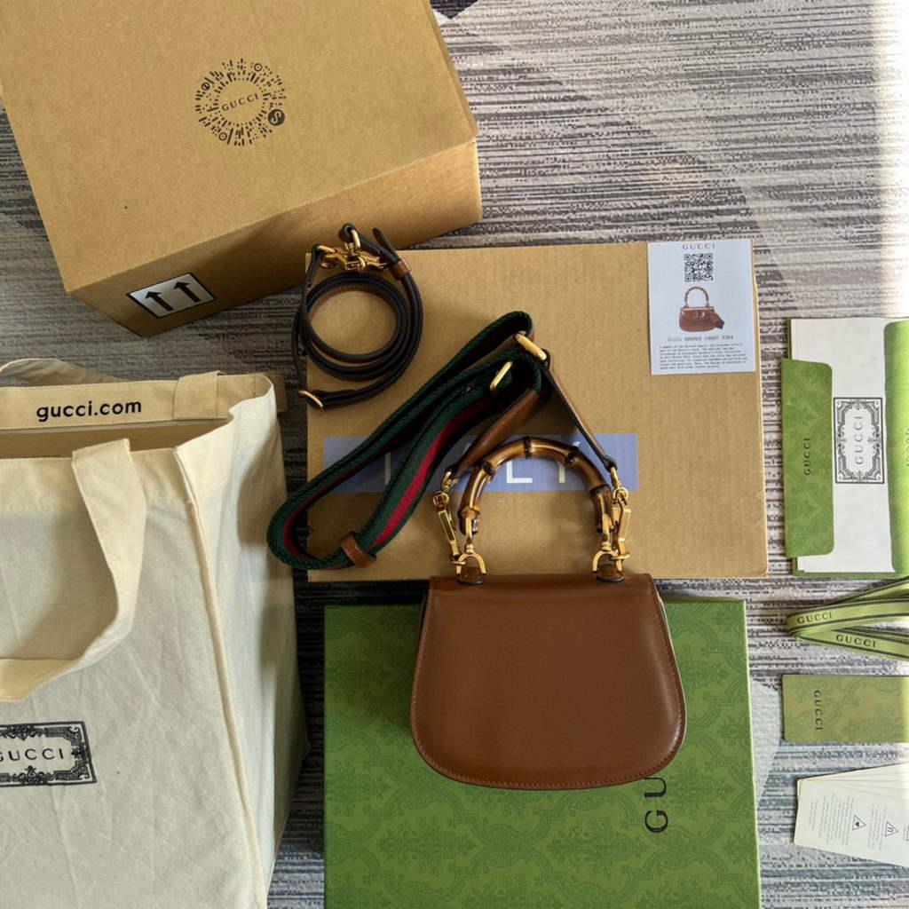 Gucci Bamboo1947 Mini top handle bag 686864 Tan