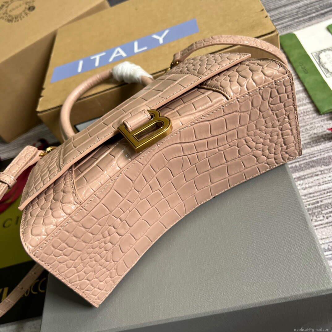 Gucci 681697 The Hacker Project Small Hourglass Crocodile Bag Pink