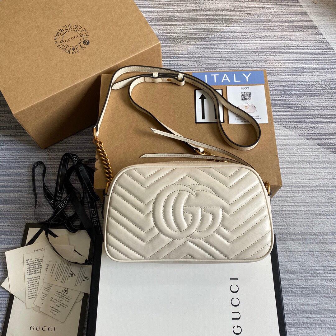 Gucci 447632 GG Marmont Small Shoulder Bag White