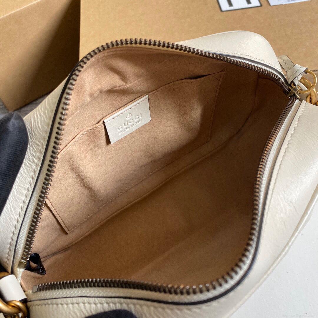 Gucci 447632 GG Marmont Small Shoulder Bag White