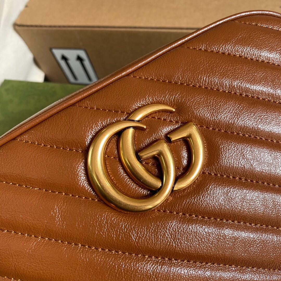 Gucci 447632 GG Marmont Small Matelassé Shoulder Bag Brown