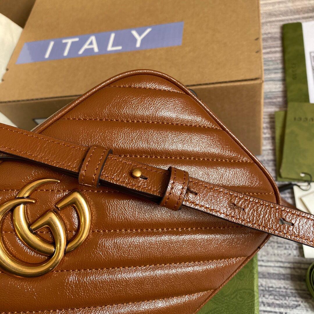 Gucci 447632 GG Marmont Small Matelassé Shoulder Bag Brown