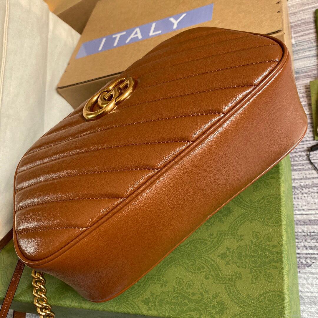 Gucci 447632 GG Marmont Small Matelassé Shoulder Bag Brown