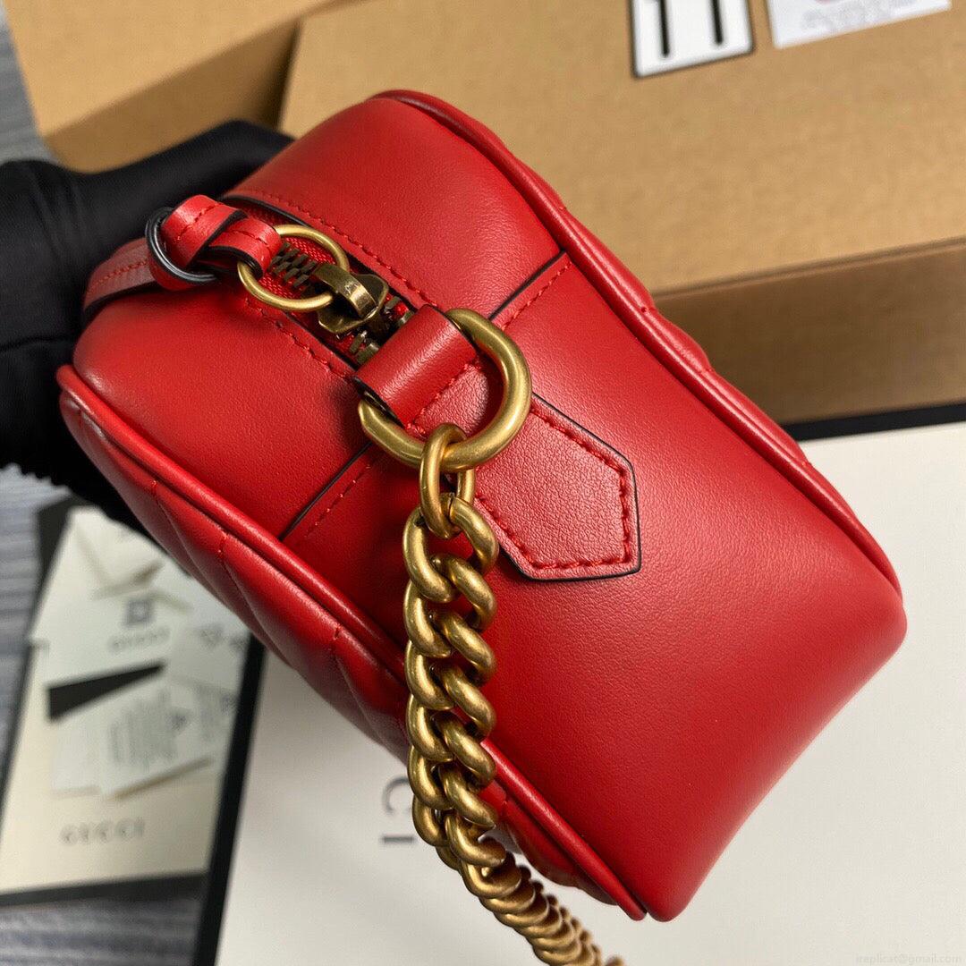 Gucci 447632 GG Marmont Small Matelassé Shoulder Bag Red