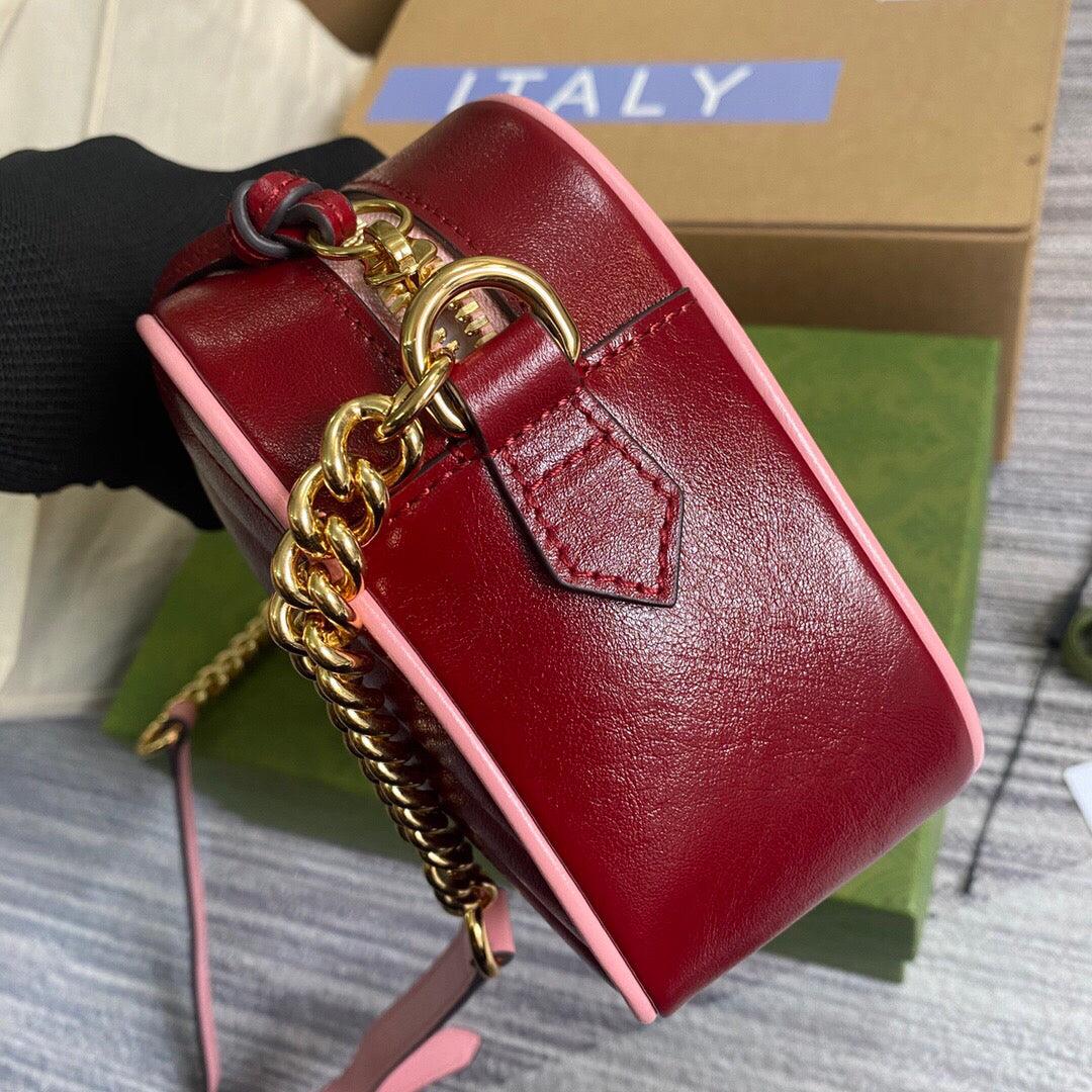 Gucci 447632 GG Marmont Small Shoulder Bag Red pink