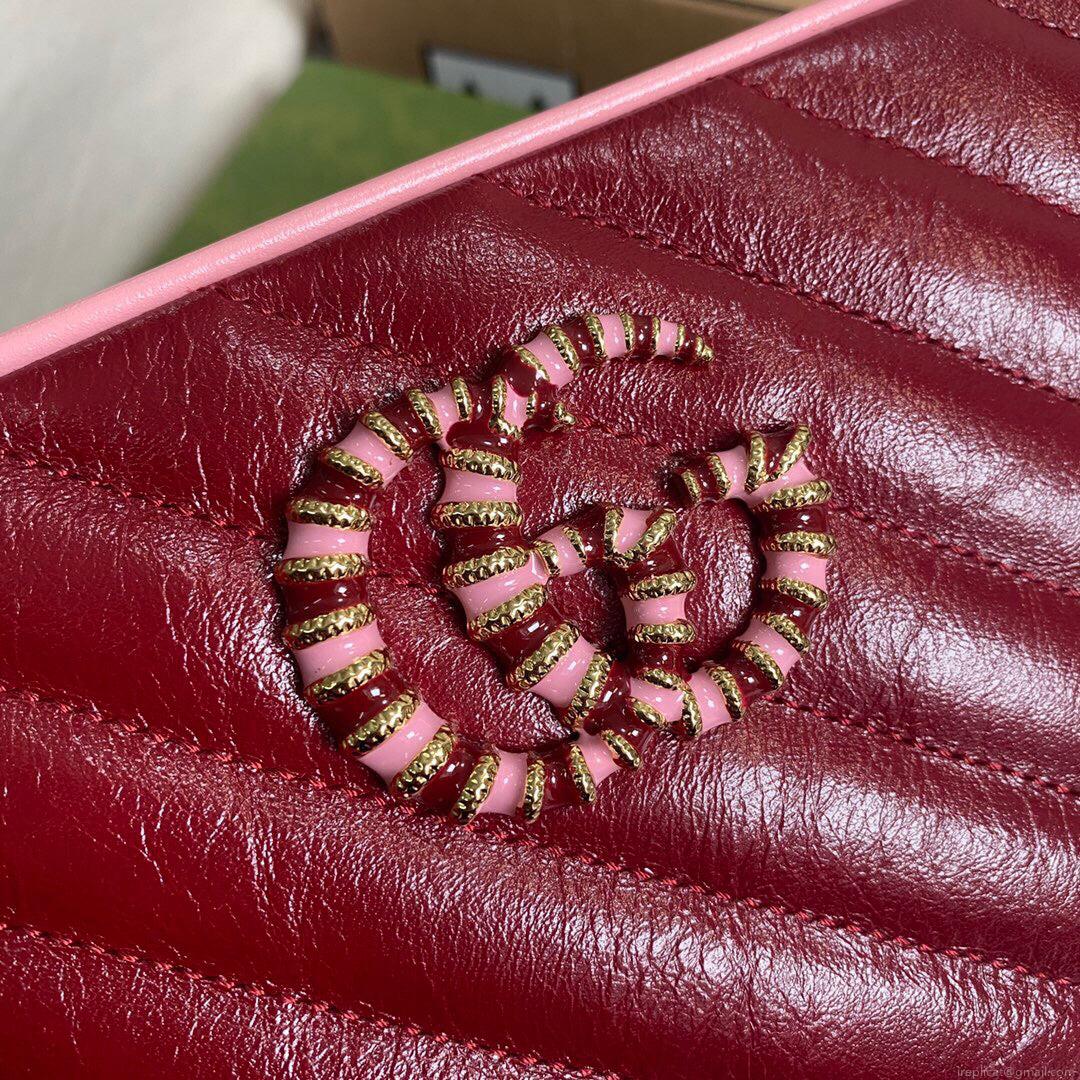 Gucci 447632 GG Marmont Small Shoulder Bag Red pink