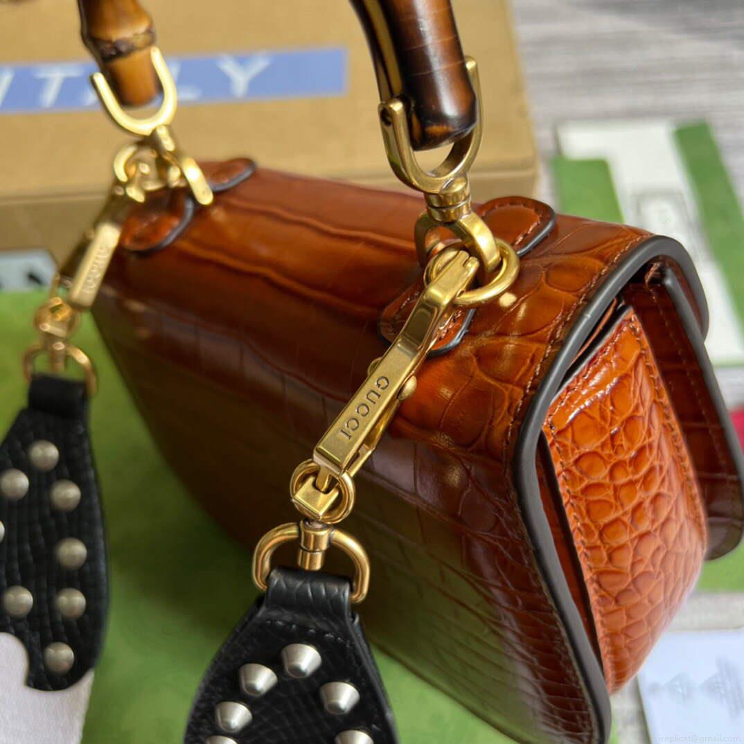 Gucci 686864 Gucci Bamboo 1947 Mini Top Handle Bag Brown