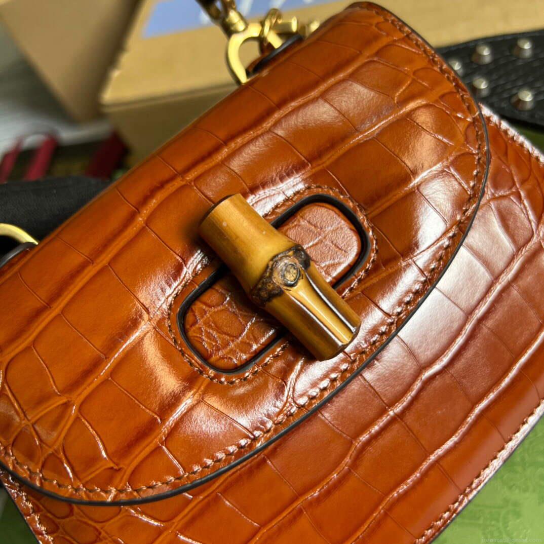 Gucci 686864 Gucci Bamboo 1947 Mini Top Handle Bag Brown
