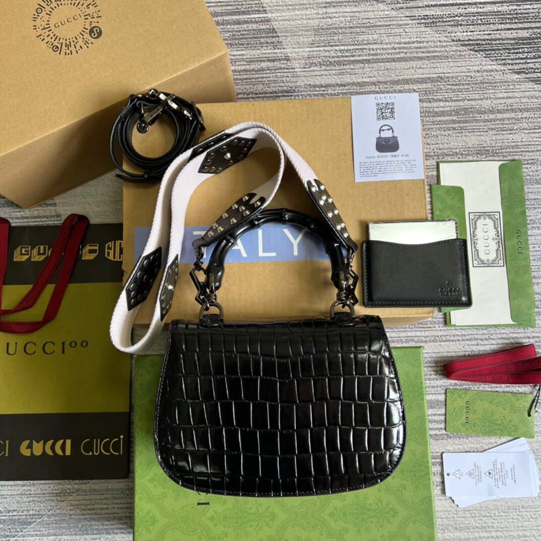Gucci 675797 Gucci Bamboo 1947 small top handle bag Black