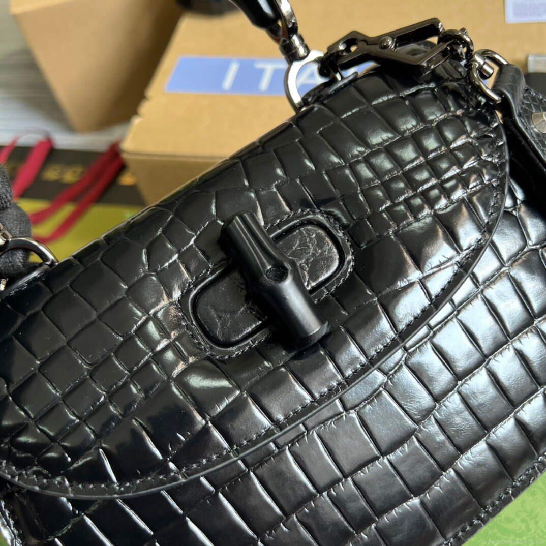 Gucci 675797 Gucci Bamboo 1947 small top handle bag Black