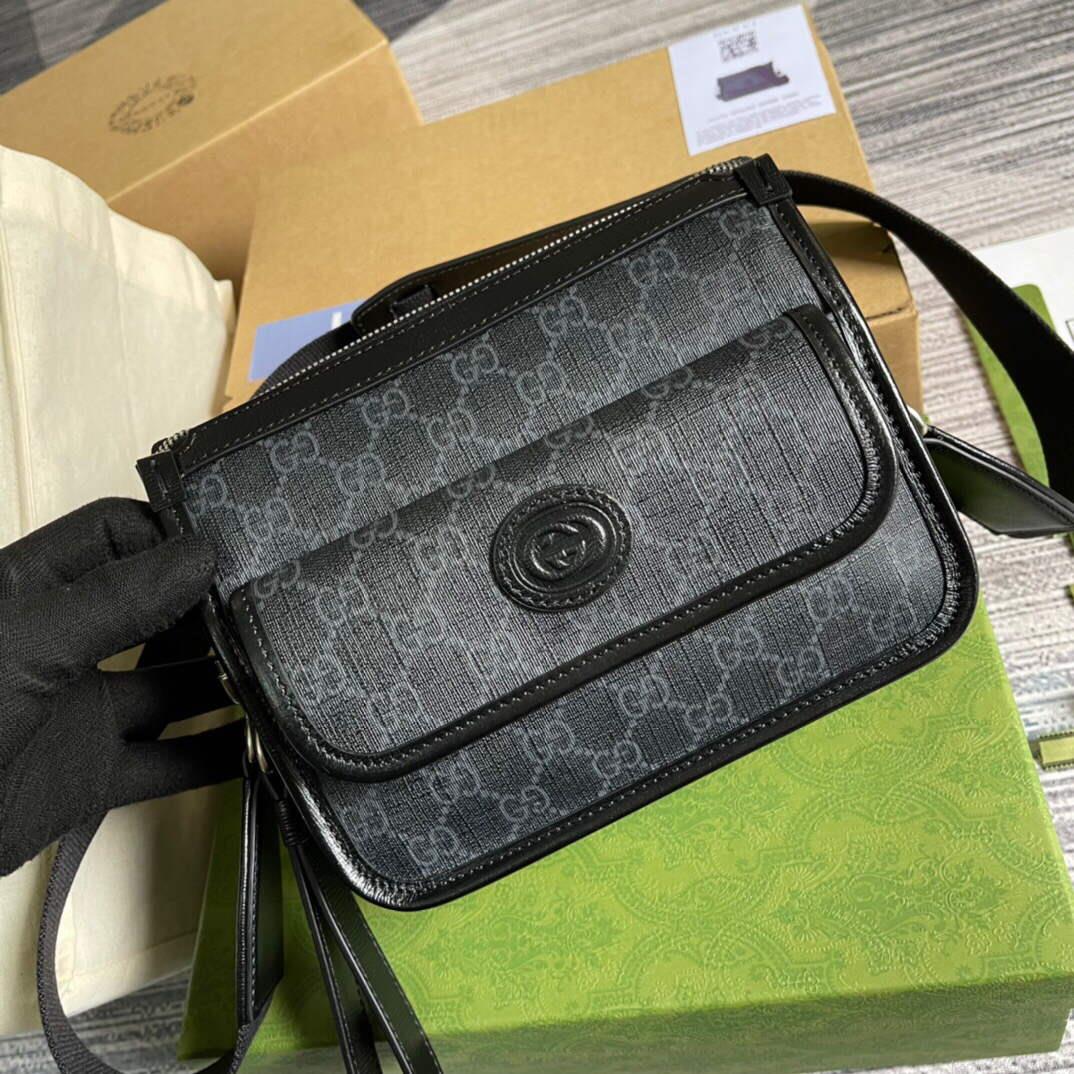 Gucci 674164 Messenger Bag With Interlocking G Black