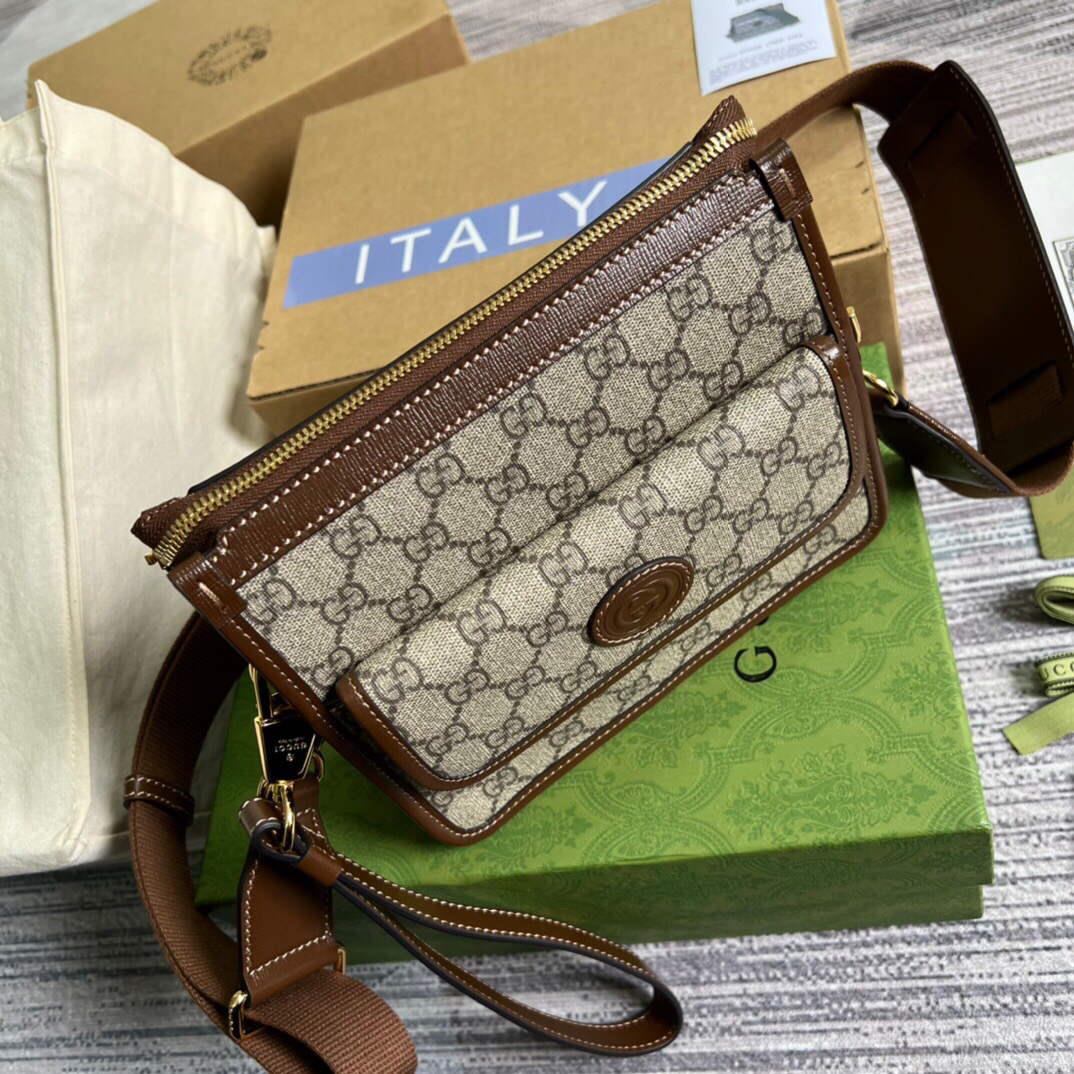 Gucci 674164 Messenger Bag With Interlocking G Brown