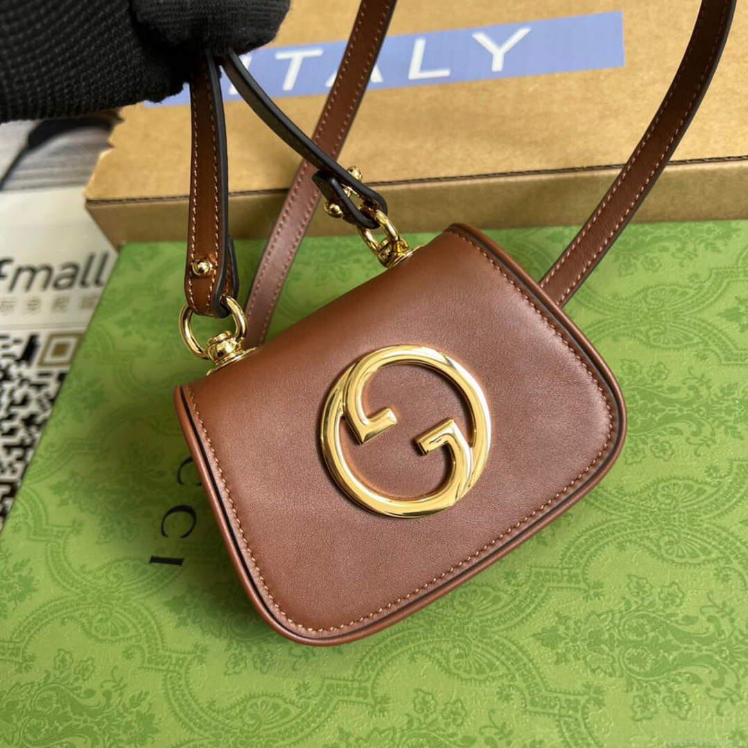 Gucci 698635 Gucci Blondie Mini card case wallet Dark brown