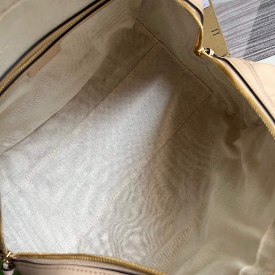Gucci 702242 GG matelassé leather shoulder bag Beige