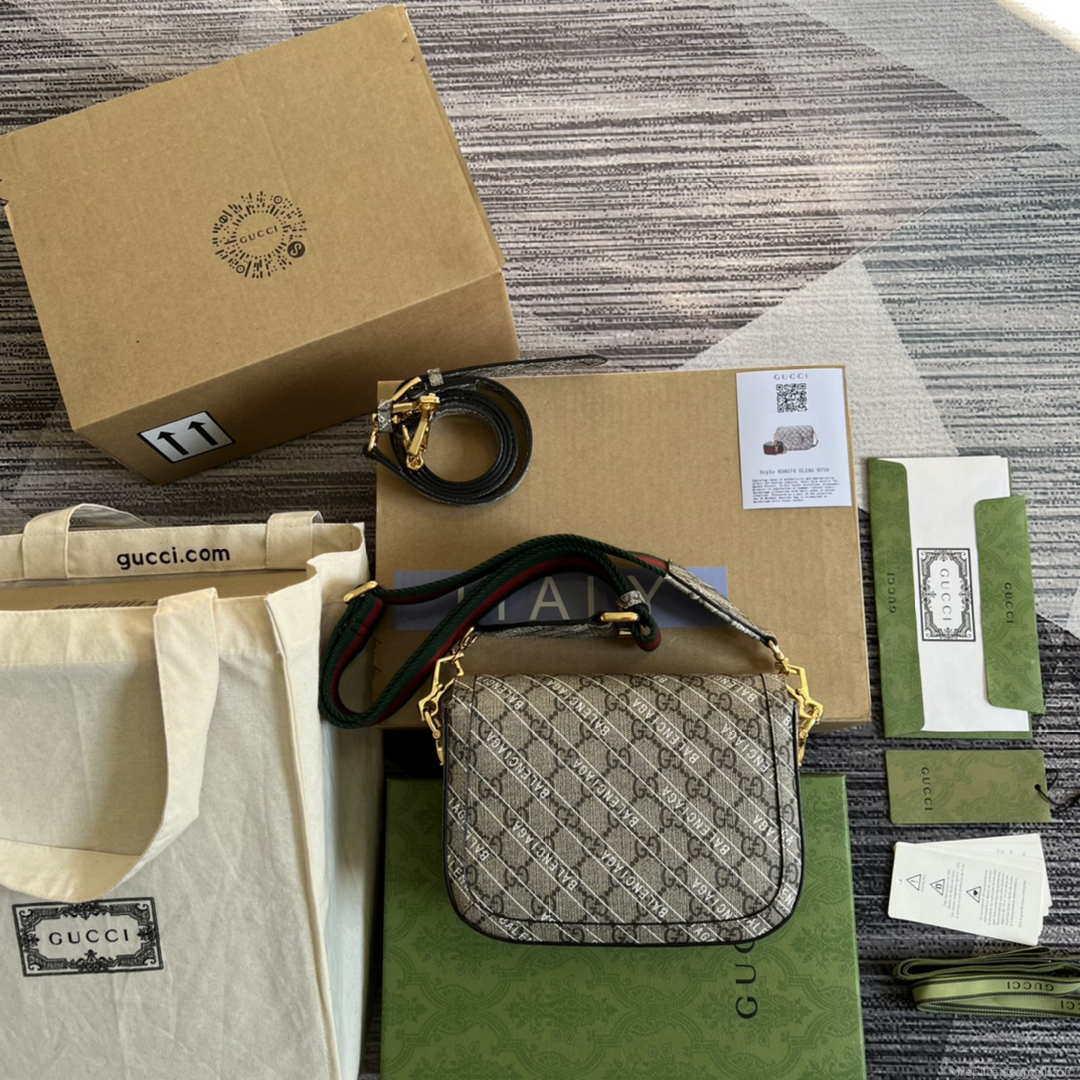 Gucci 658574 Gucci Horsebit 1955 Mini Bag Gray with Pvc Printer Logo