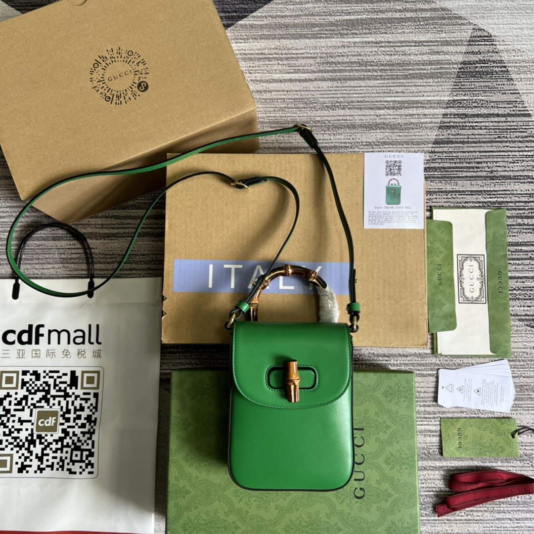Gucci 702106 Bamboo Mini Handbag Green