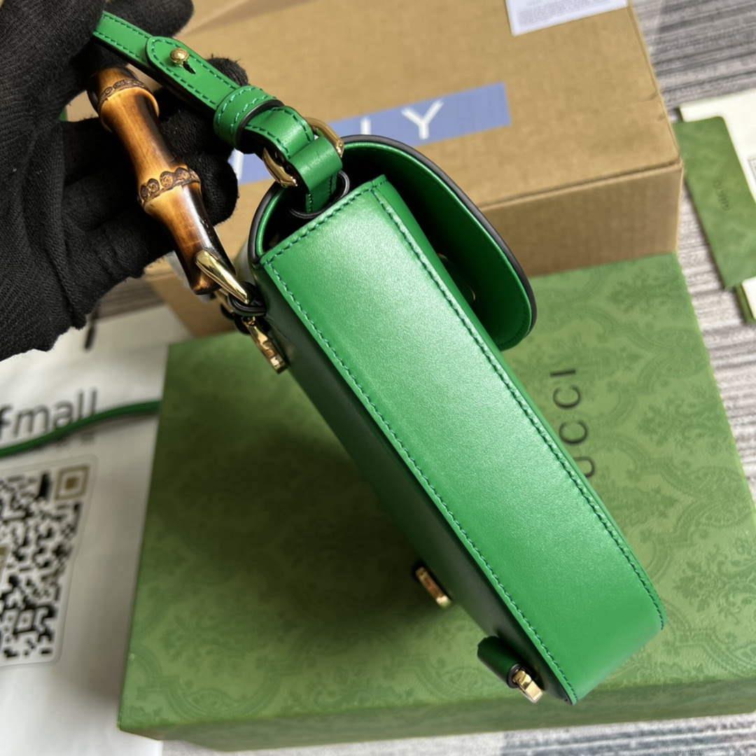 Gucci 702106 Bamboo Mini Handbag Green