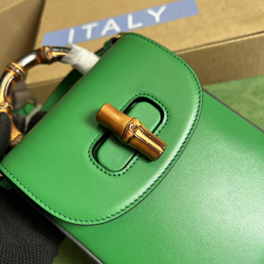 Gucci 702106 Bamboo Mini Handbag Green