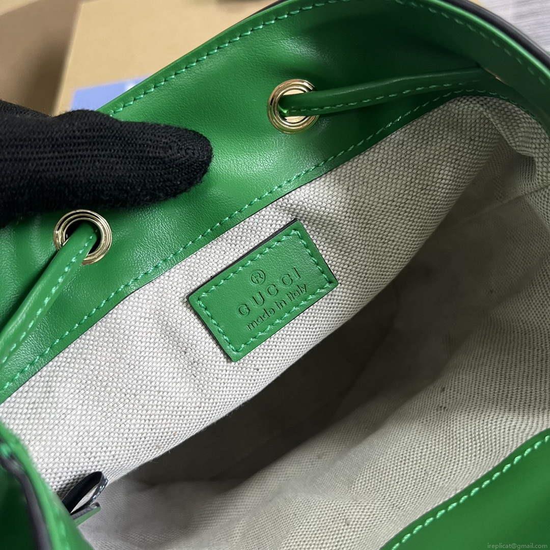 Gucci 728231 GG Matelassé Bucket Bag Green
