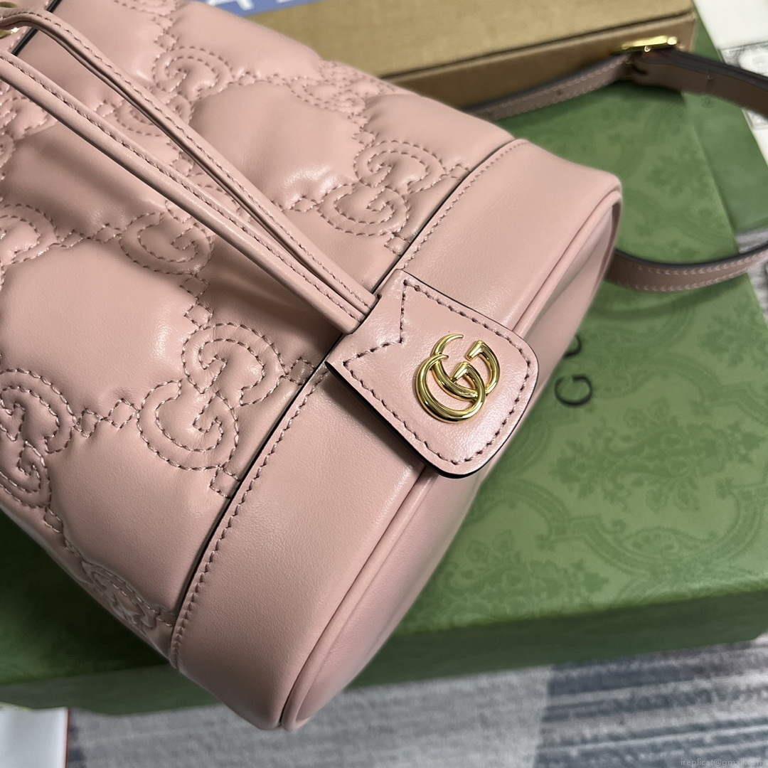 Gucci 728231 GG Matelassé Bucket Bag Light Pink