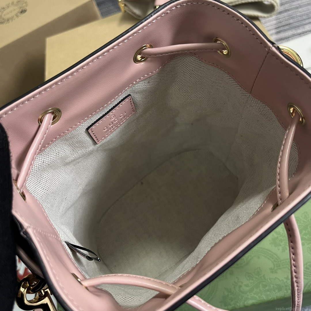 Gucci 728231 GG Matelassé Bucket Bag Light Pink