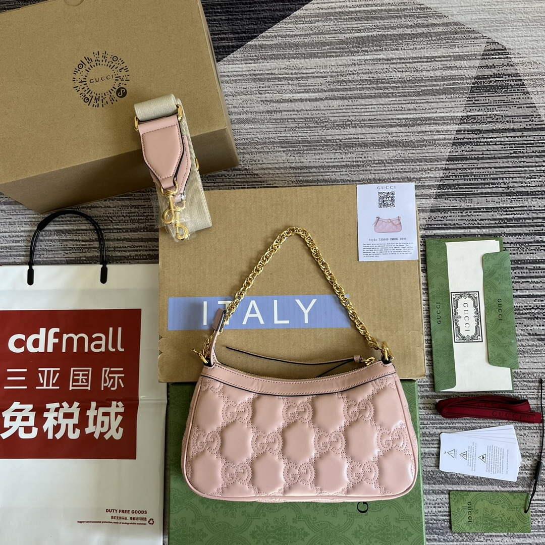 Gucci 735049 GG Matelassé Handbag Pink