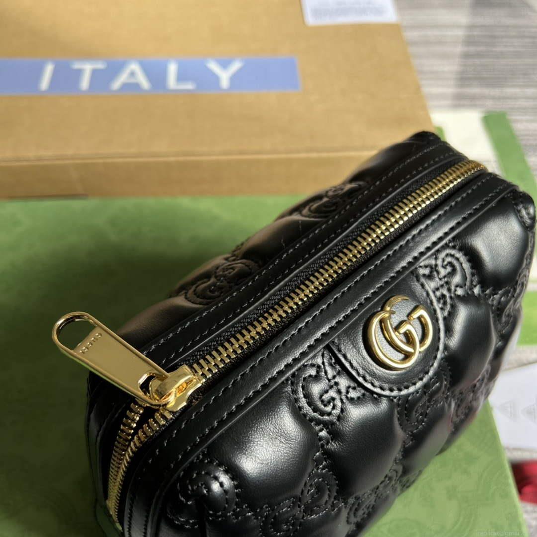 Gucci 726047 GG Matelassé Beauty Case Black