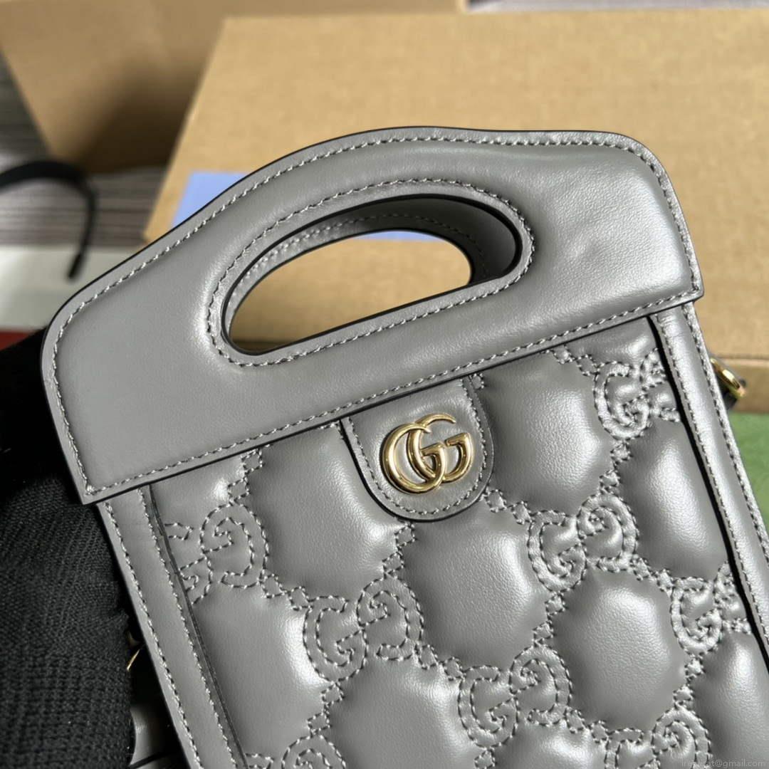 Gucci 723776 GG Matelassé Top Handle Mini Bag Grey