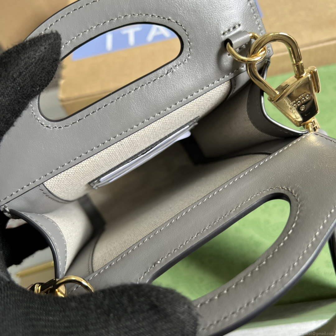 Gucci 723776 GG Matelassé Top Handle Mini Bag Grey