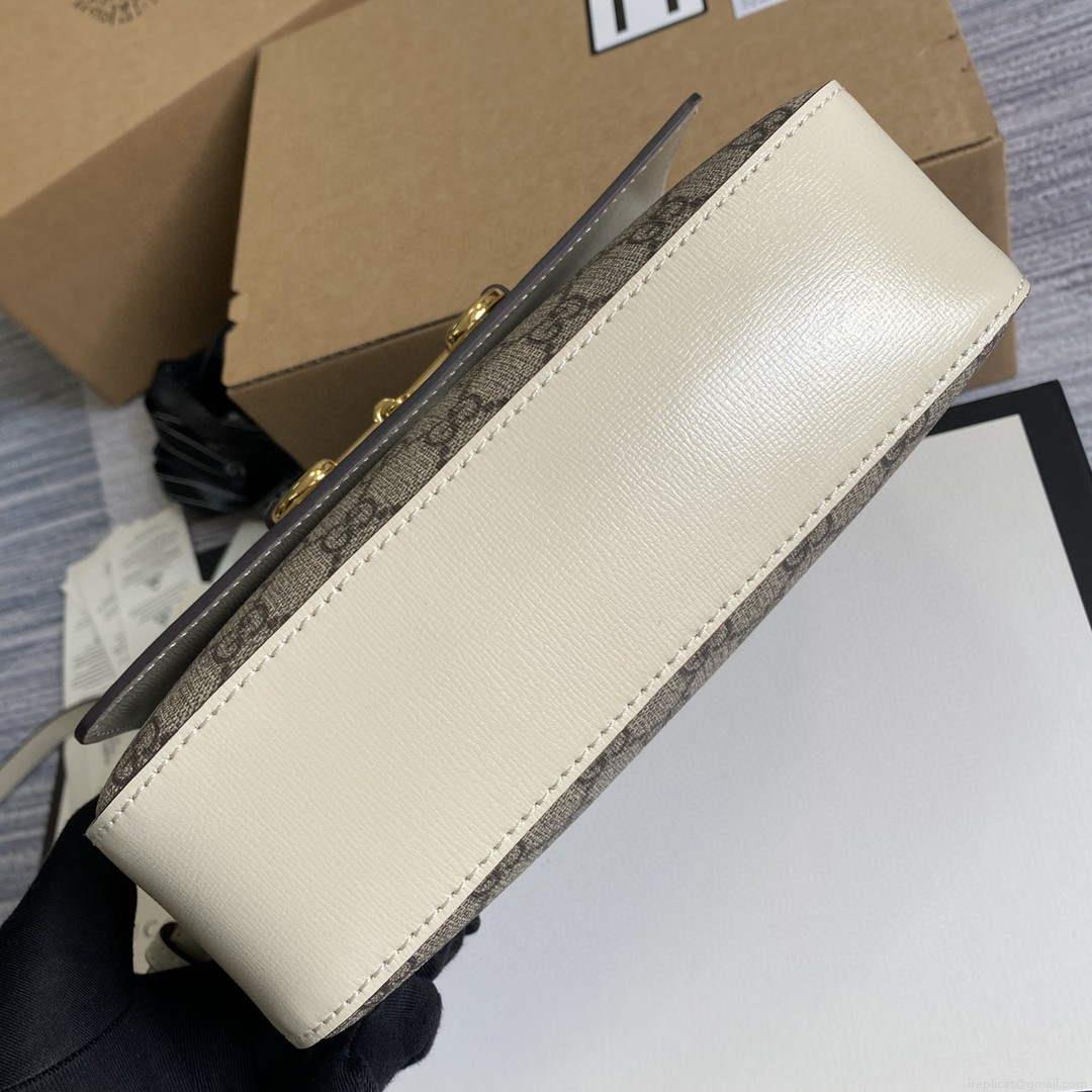 Gucci 645454 GG Horsebit 1955 Small Shoulder Bag Beige