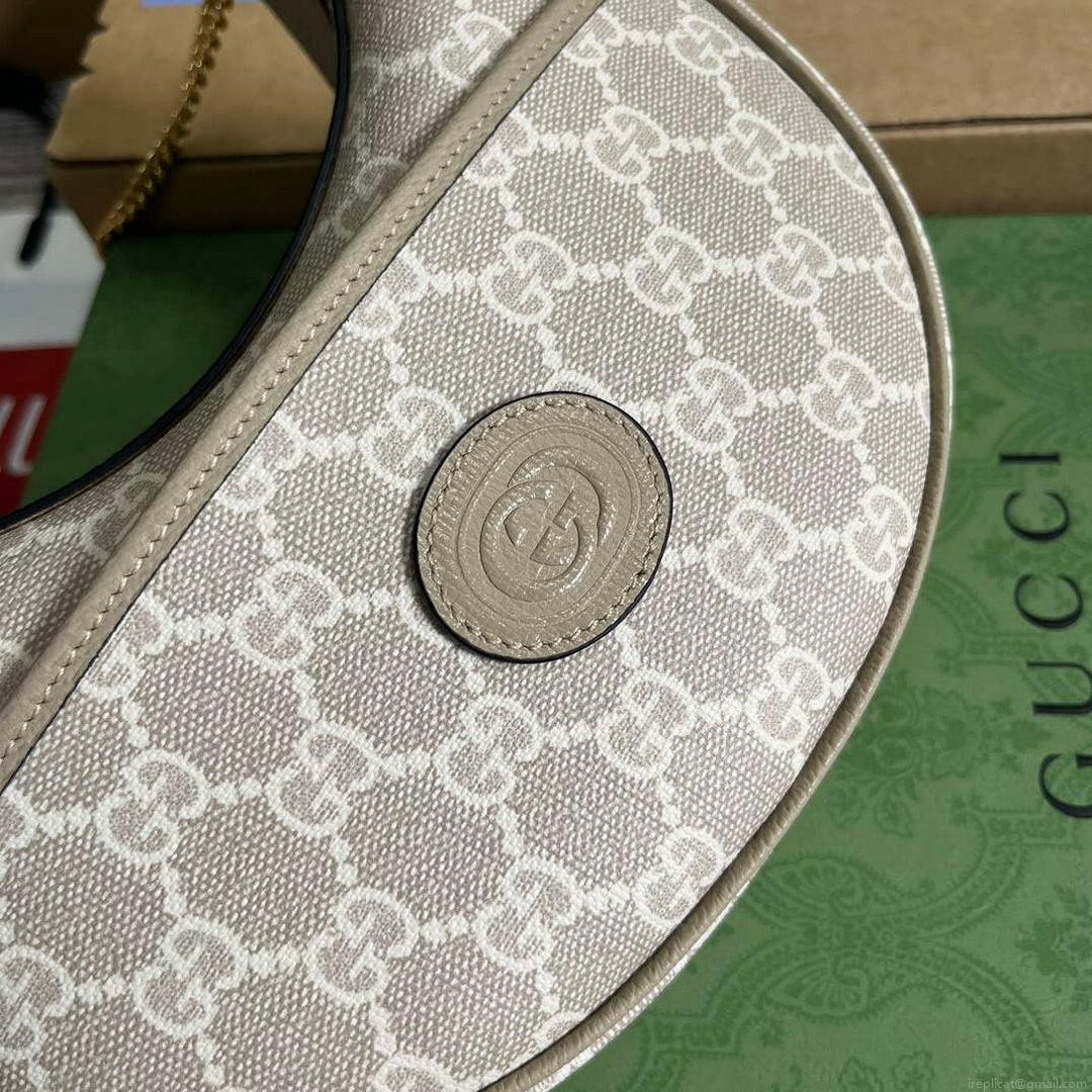 Gucci 726843 GG half-moon-shaped mini bag Oatmeal