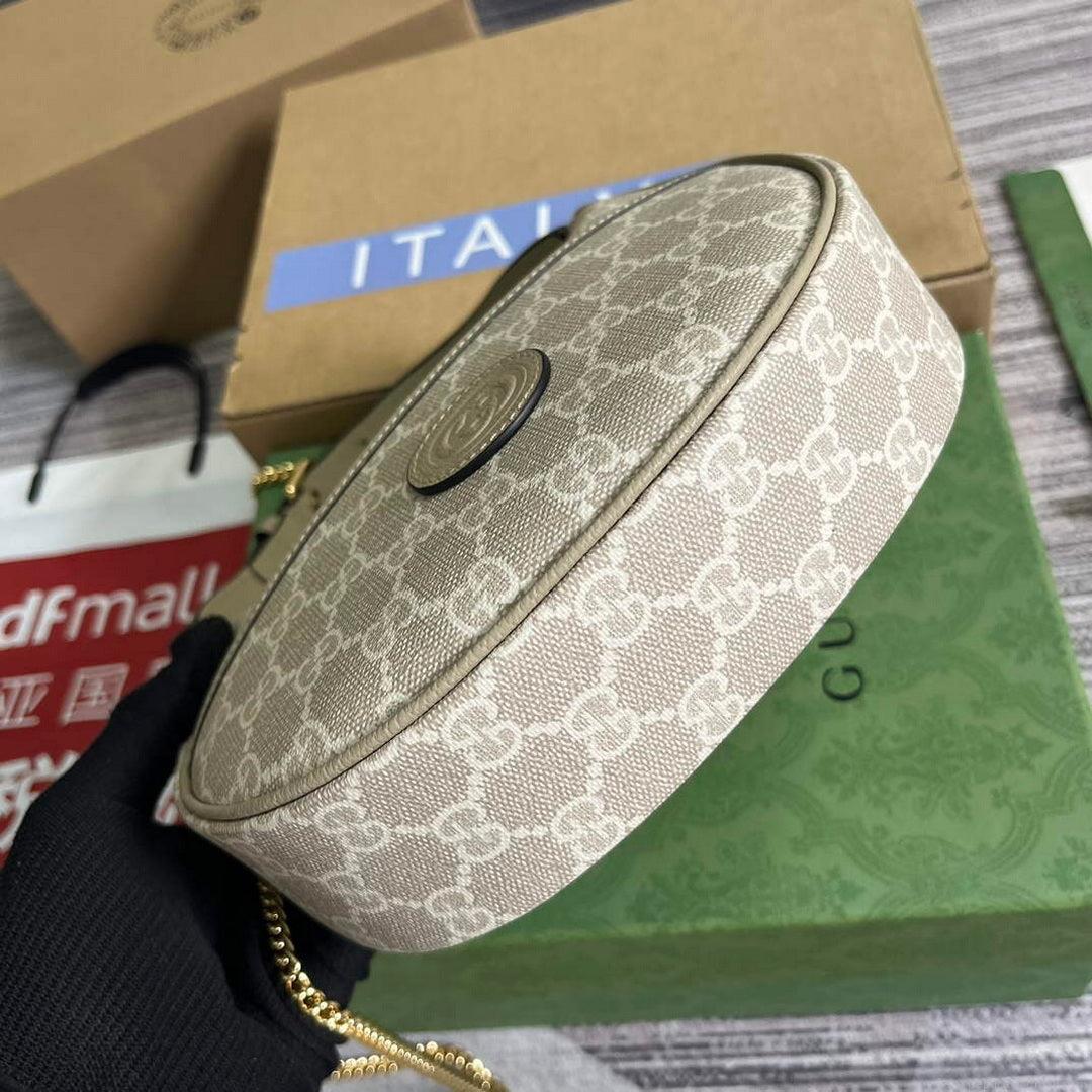Gucci 726843 GG half-moon-shaped mini bag Oatmeal