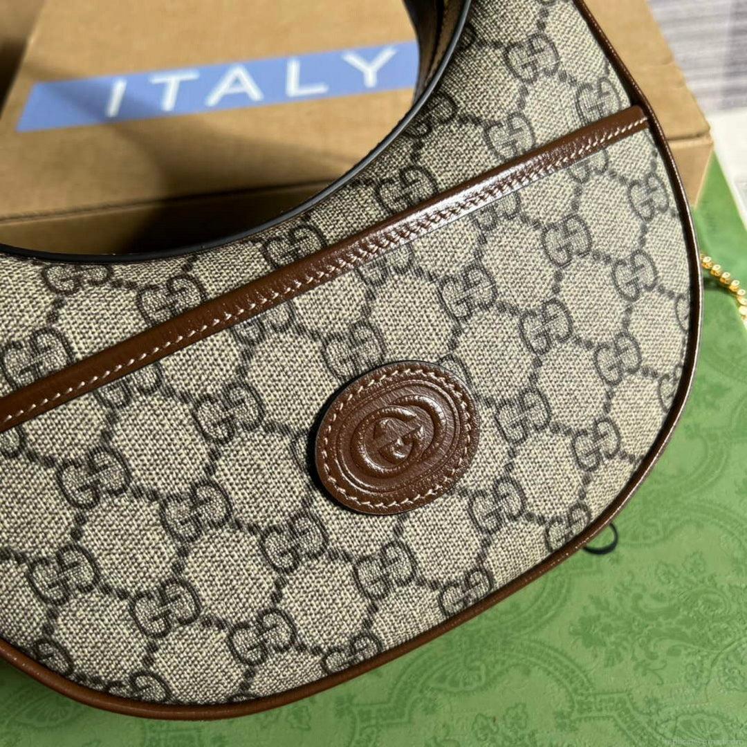 Gucci 726843 Half-moon-shaped mini bag with Interlocking G Brown