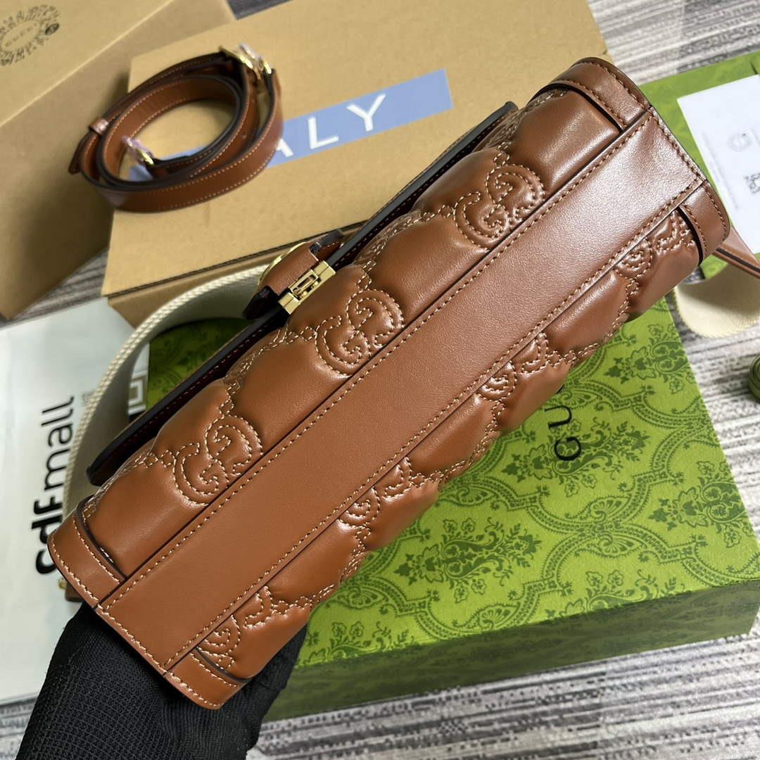 Gucci 724529 GG Matelassé Small Bag Brown