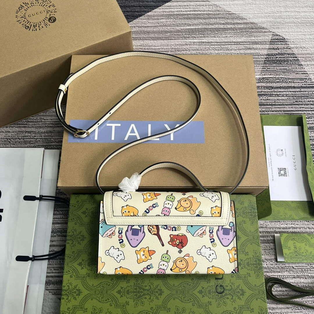 Gucci 652683 Padlock Mini Bag White leather animal print
