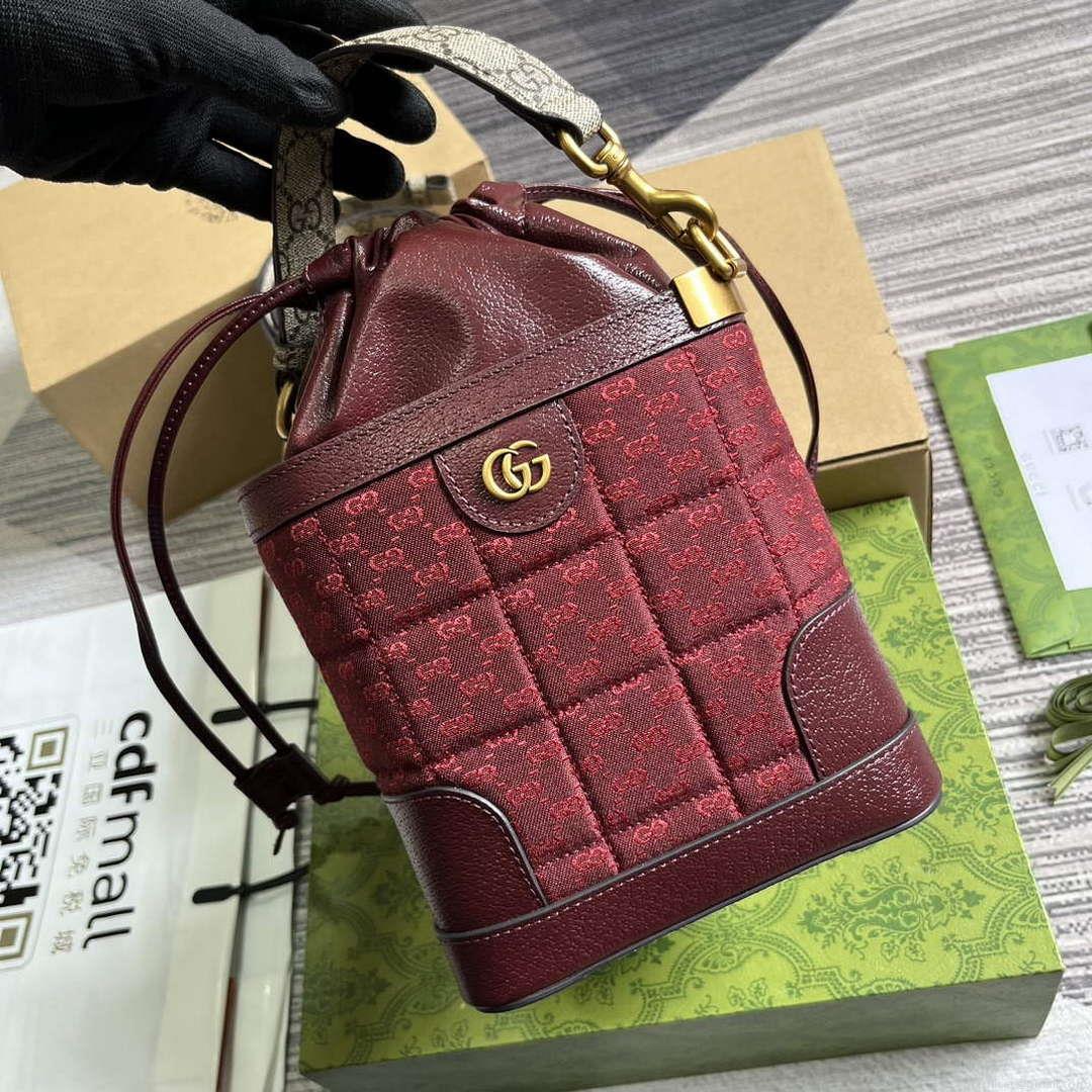 Gucci 752583 Ophidia GG Bucket Bag Red