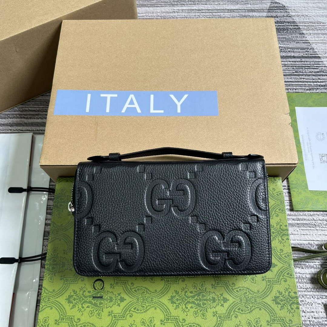 Gucci 751760 Jumbo GG Travel Document Case Black