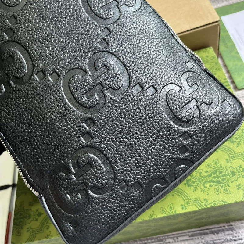 Gucci 766937 Jumbo GG Crossbody Bag Black