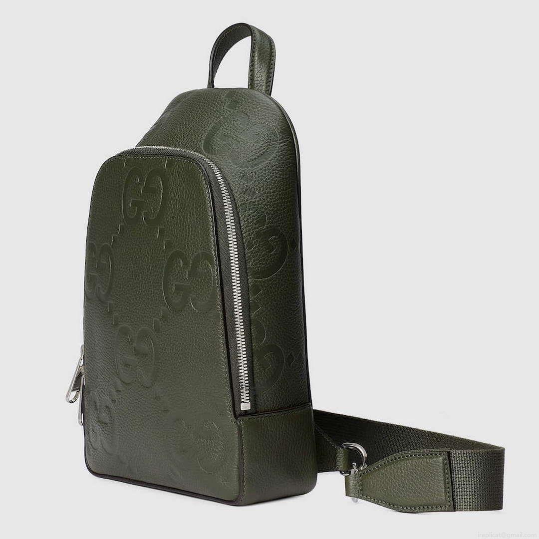 Gucci 766937 Jumbo GG Crossbody Bag Dark green