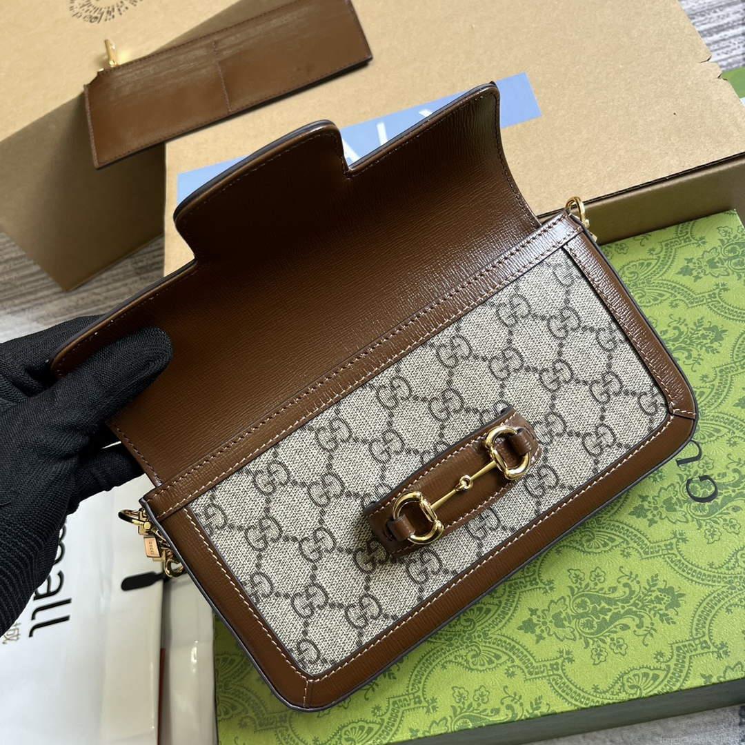 Gucci 752002 Gucci Horsebit 1955 Mini Bag Beige and Brown